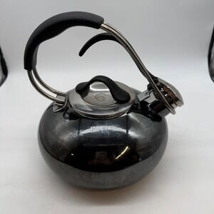 Chantal Ann. Whistling Teakettle Onyx Black Enamel on Steel Loop handle teapot
